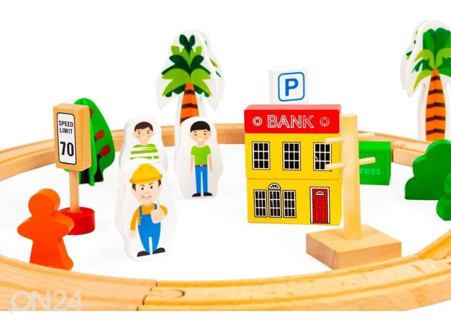 Деревянный паровозик Ecotoys 78 деталей увеличить