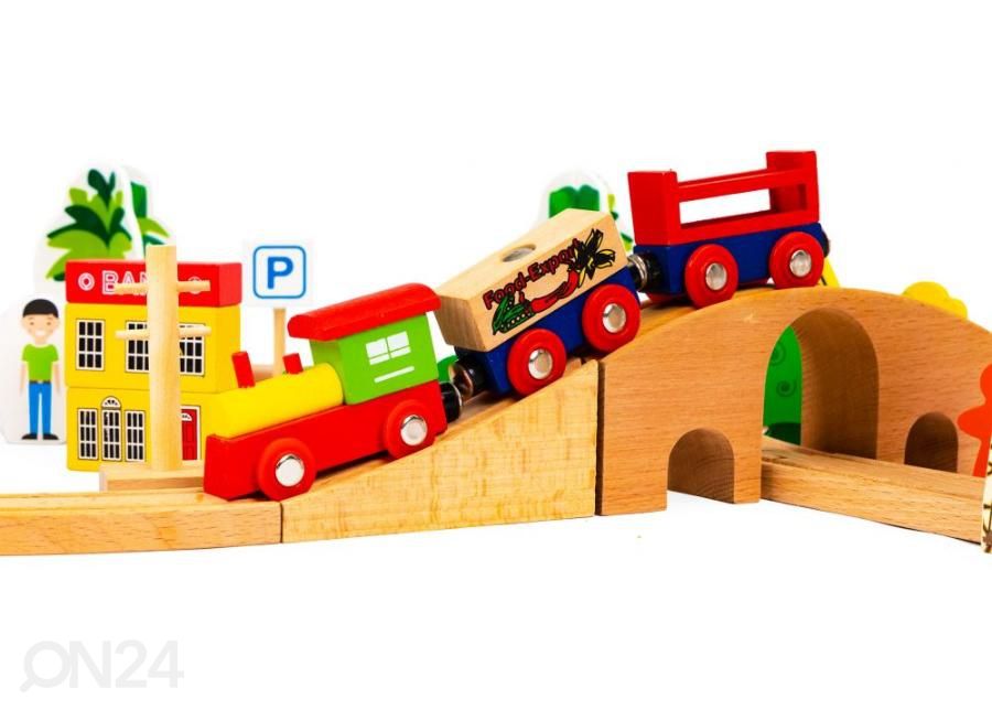 Деревянный паровозик Ecotoys 78 деталей увеличить