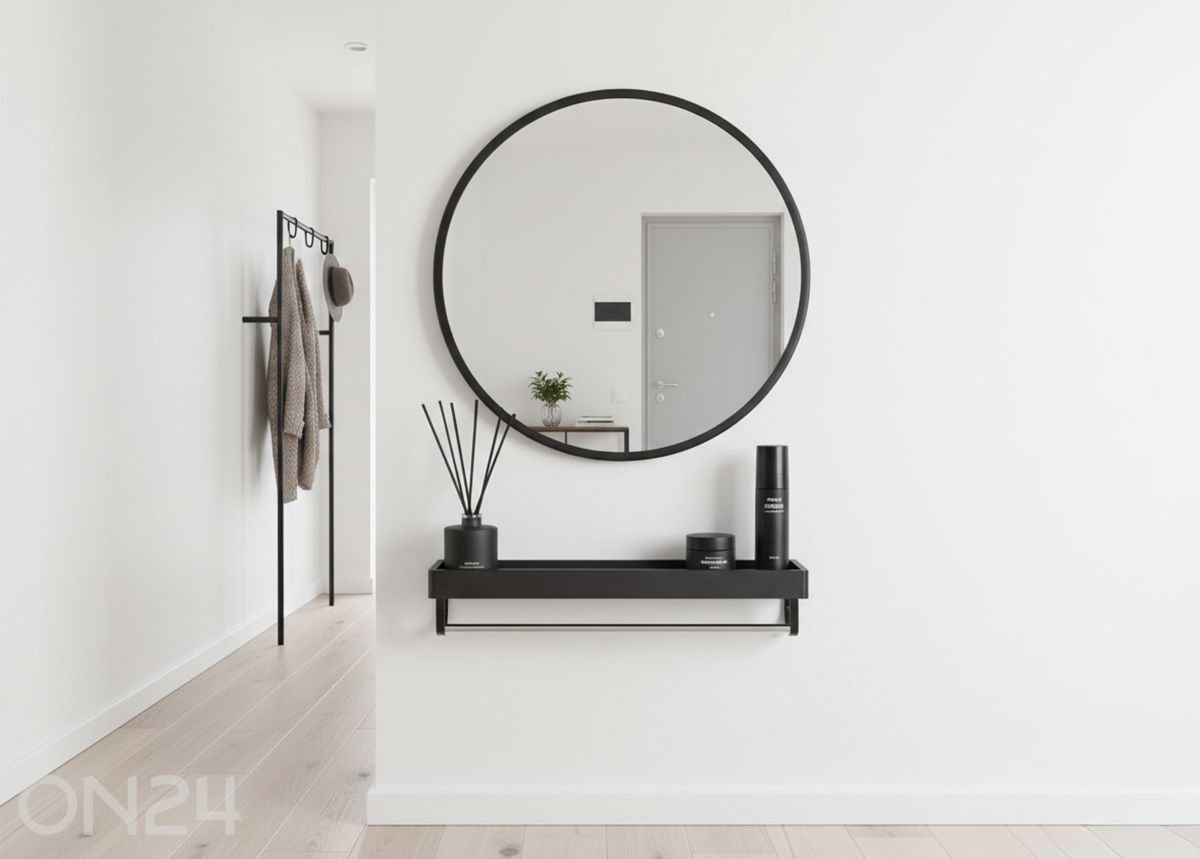 Зеркало с полкой 80 см, чёрное увеличить