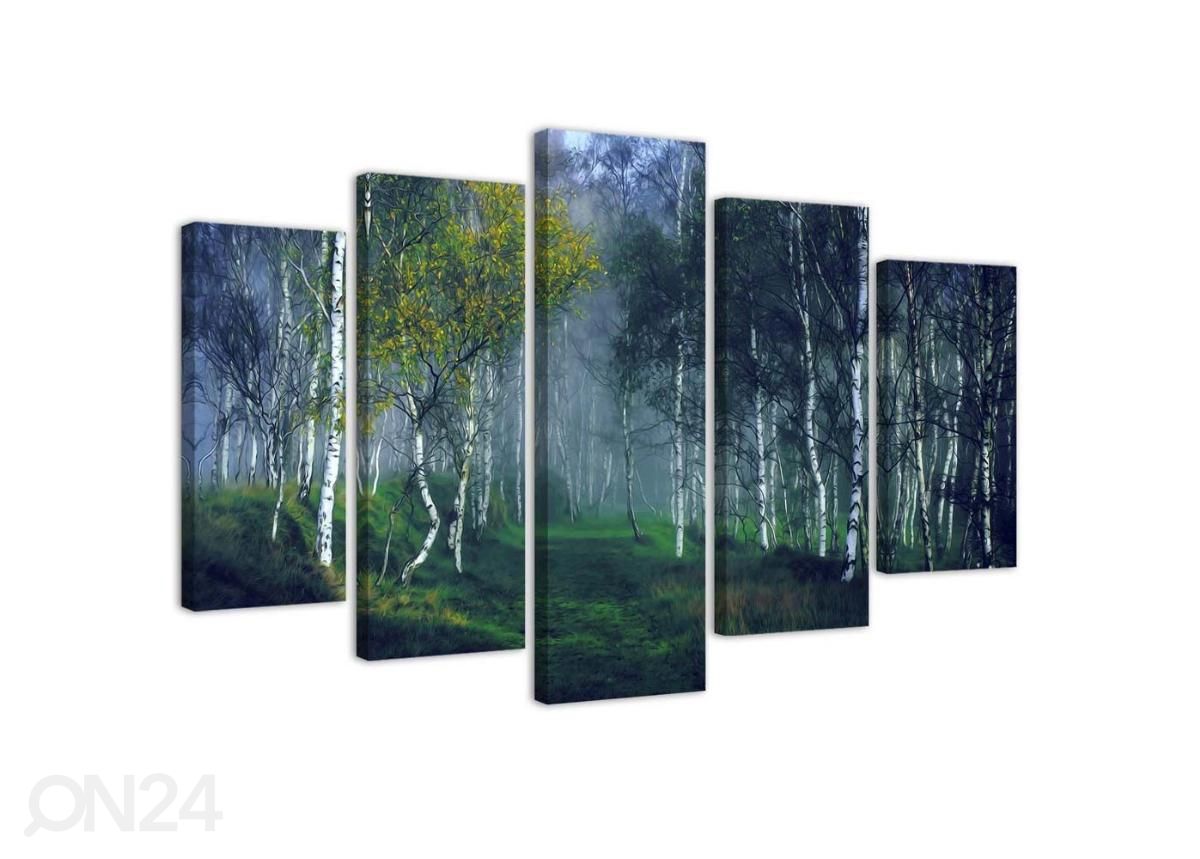 Картина из 5-частей Birch trees in the fog 100x70 см увеличить