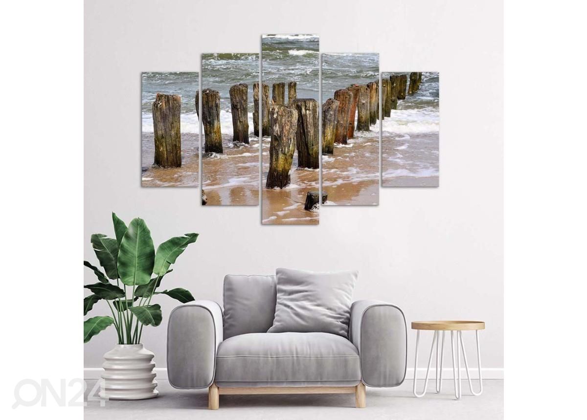 Картина из 5-частей Breakwaters on the beach 150x100 см увеличить