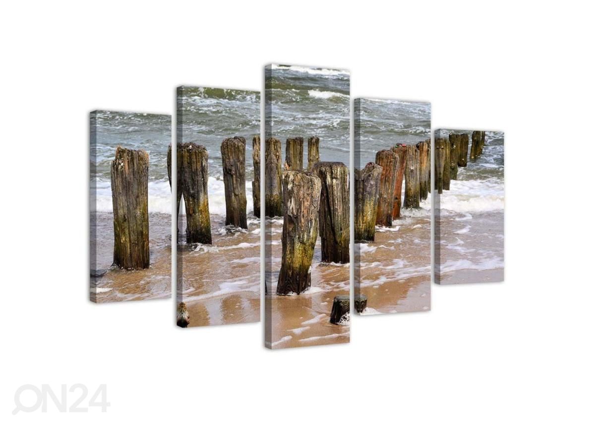 Картина из 5-частей Breakwaters on the beach 200x100 см увеличить