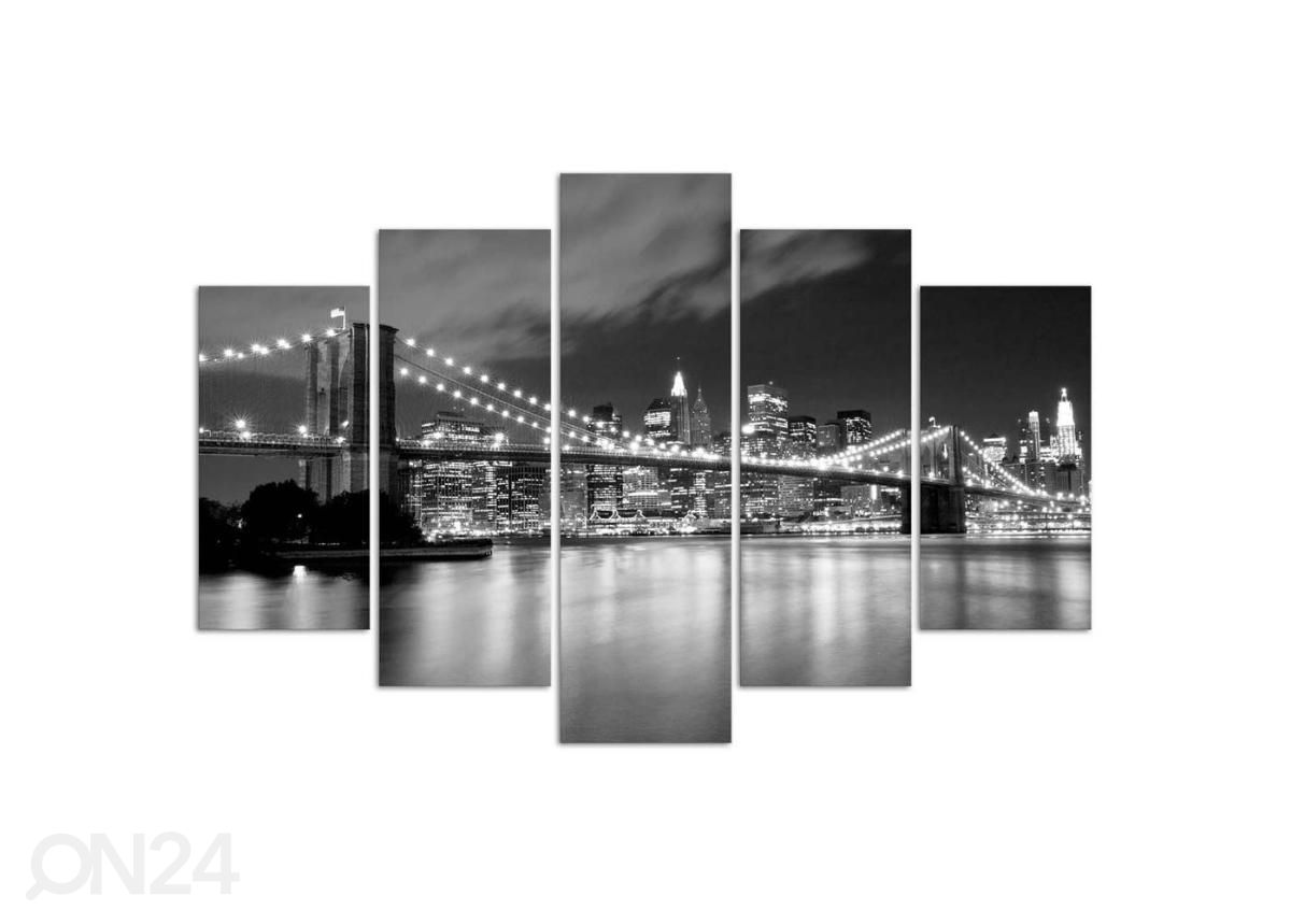 Картина из 5-частей Brooklyn Bridge at night black and white 100x70 см увеличить