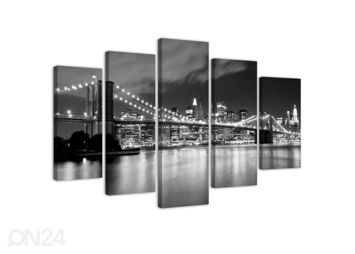 Картина из 5-частей Brooklyn Bridge at night black and white 150x100 см увеличить