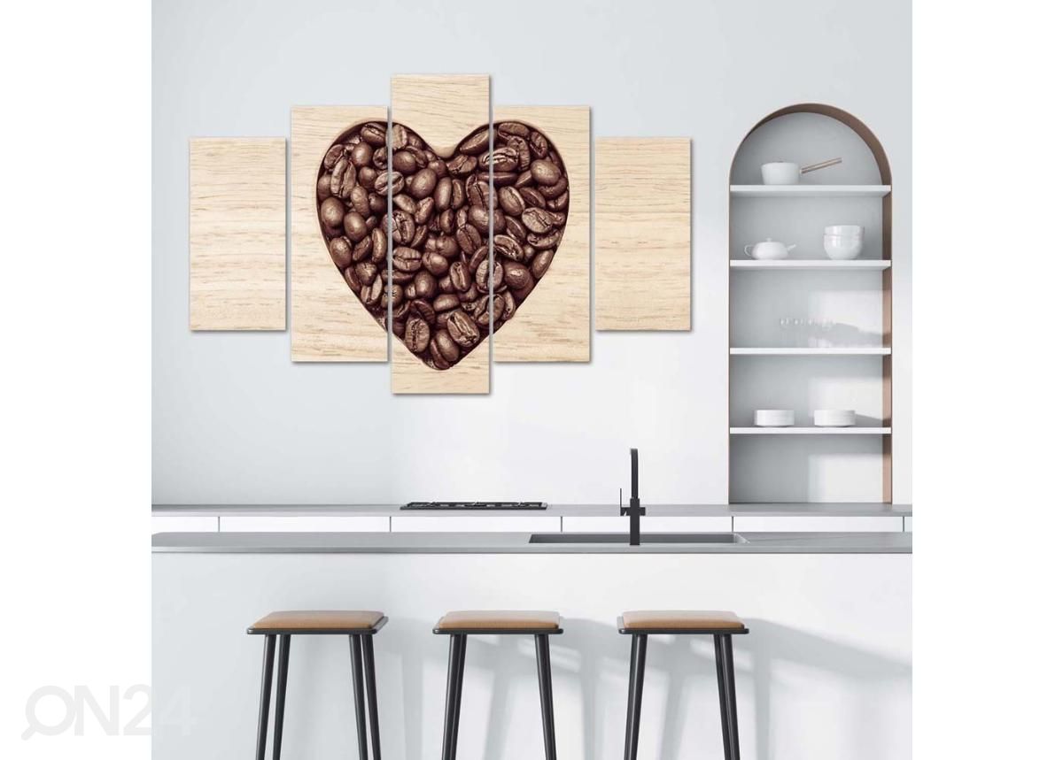 Картина из 5-частей Heart of Coffee Beans 200x100 см увеличить