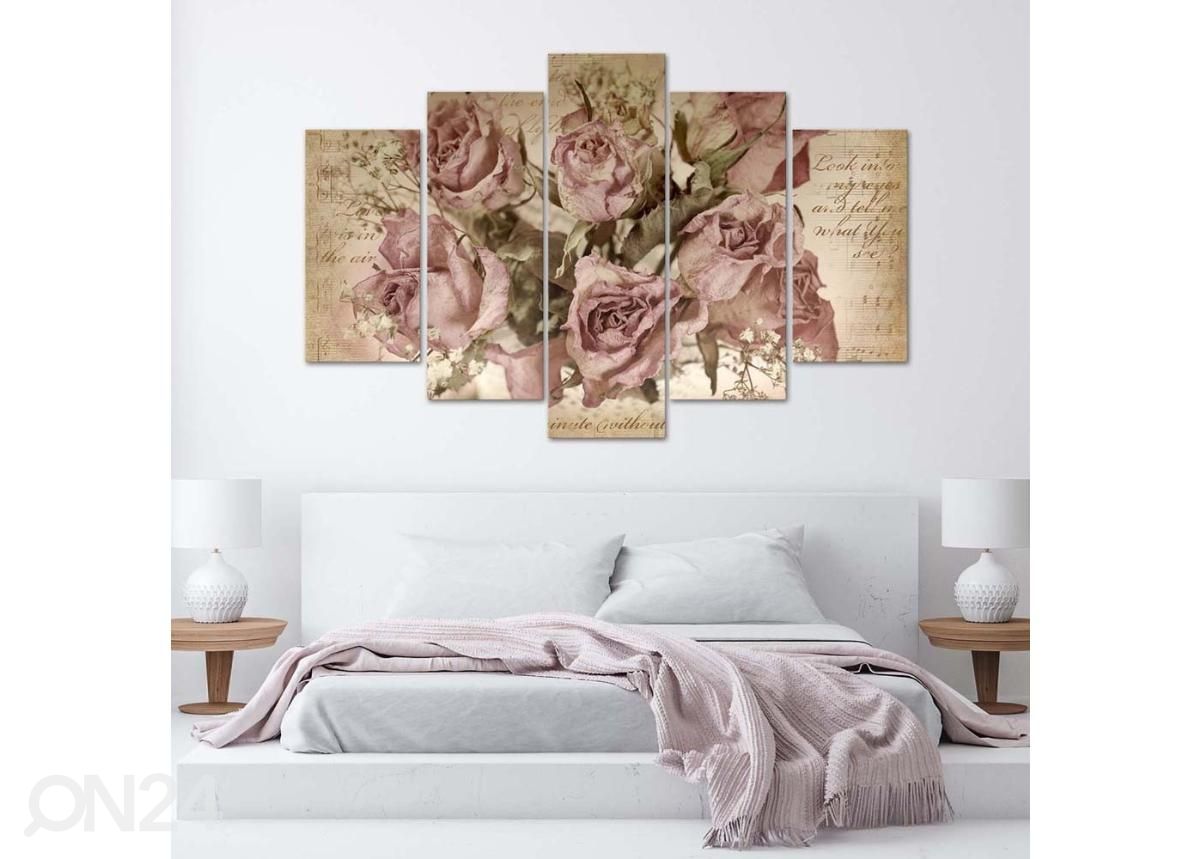 Картина из 5-частей Roses and sheet music 150x100 см увеличить