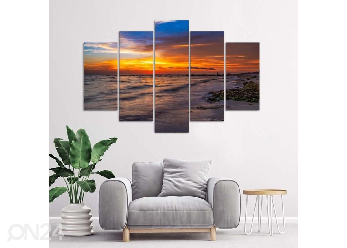 Картина из 5-частей Sunset on the Beach 200x100 см увеличить