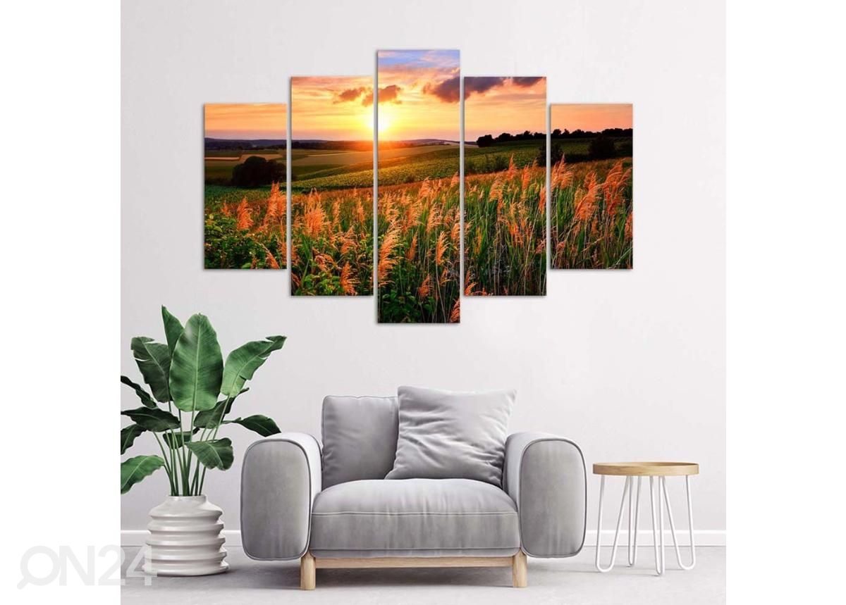 Картина из 5-частей Sunset Over the Meadow 200x100 см увеличить