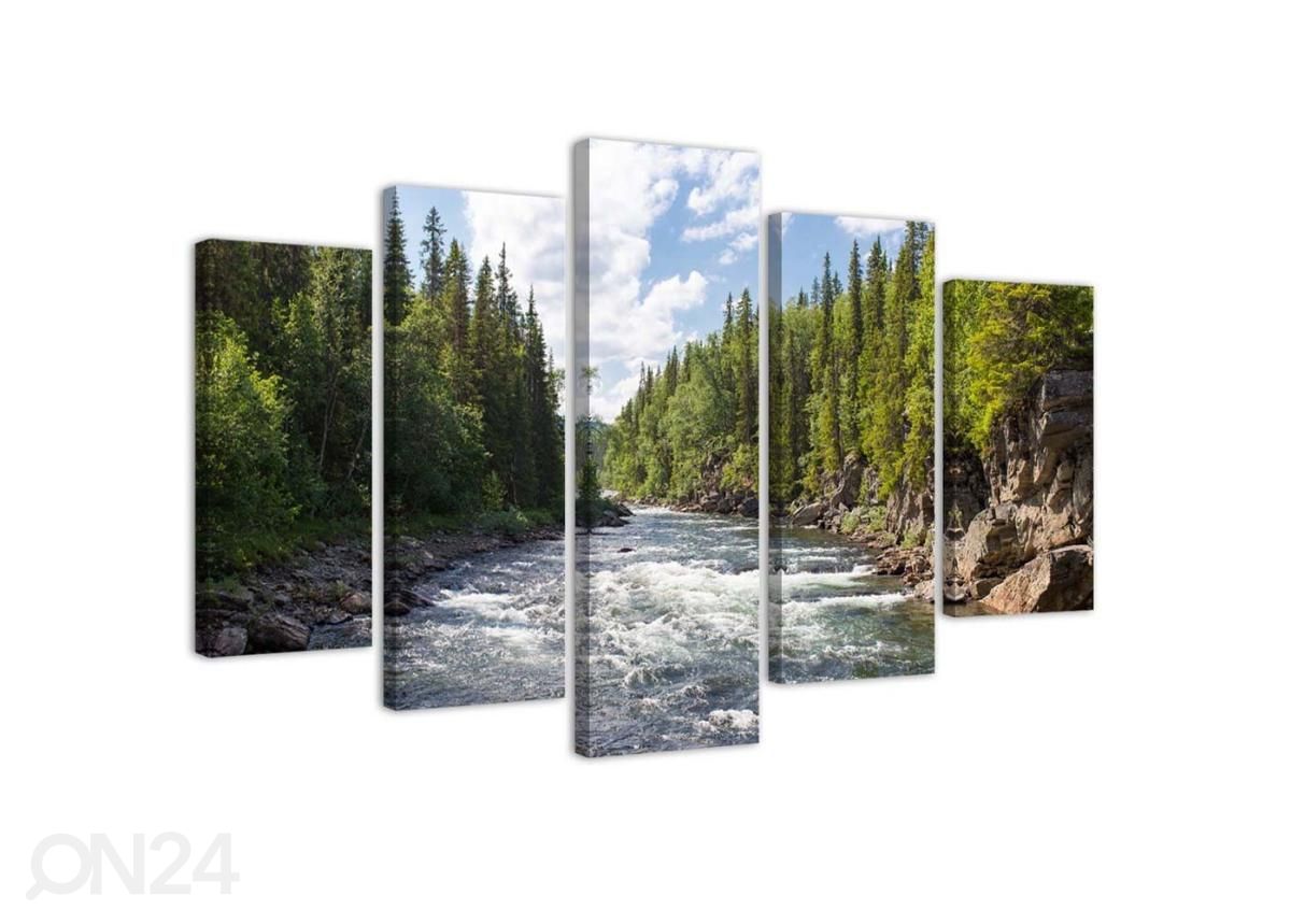 Картина из 5-частей Vinyl river in the forest 100x70 см увеличить