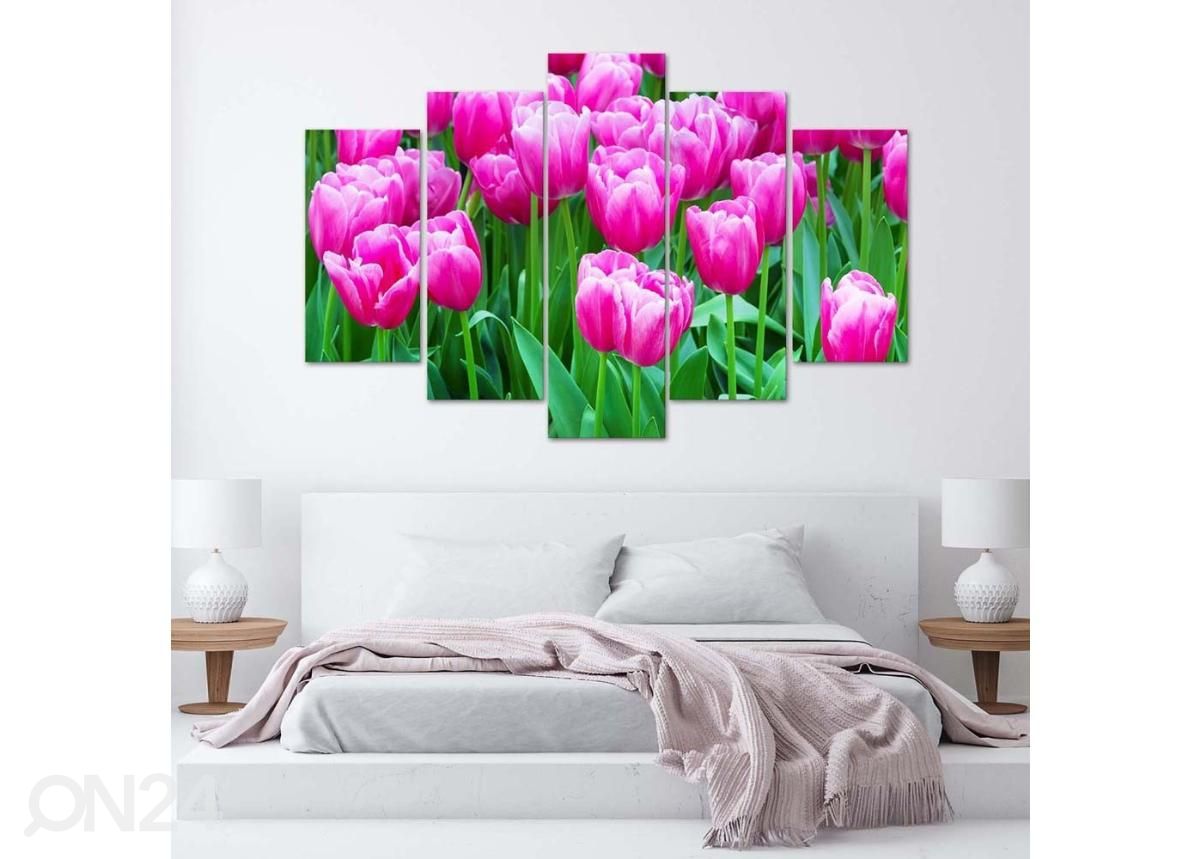 Картина из 5-частей White and Red Tulips 150x100 см увеличить