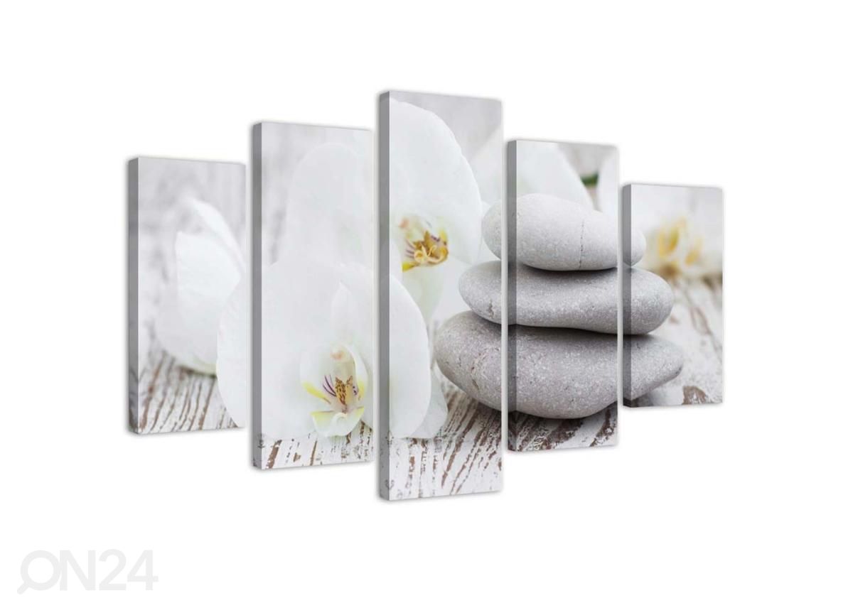 Картина из 5-частей White zen orchid and stones 100x70 см увеличить