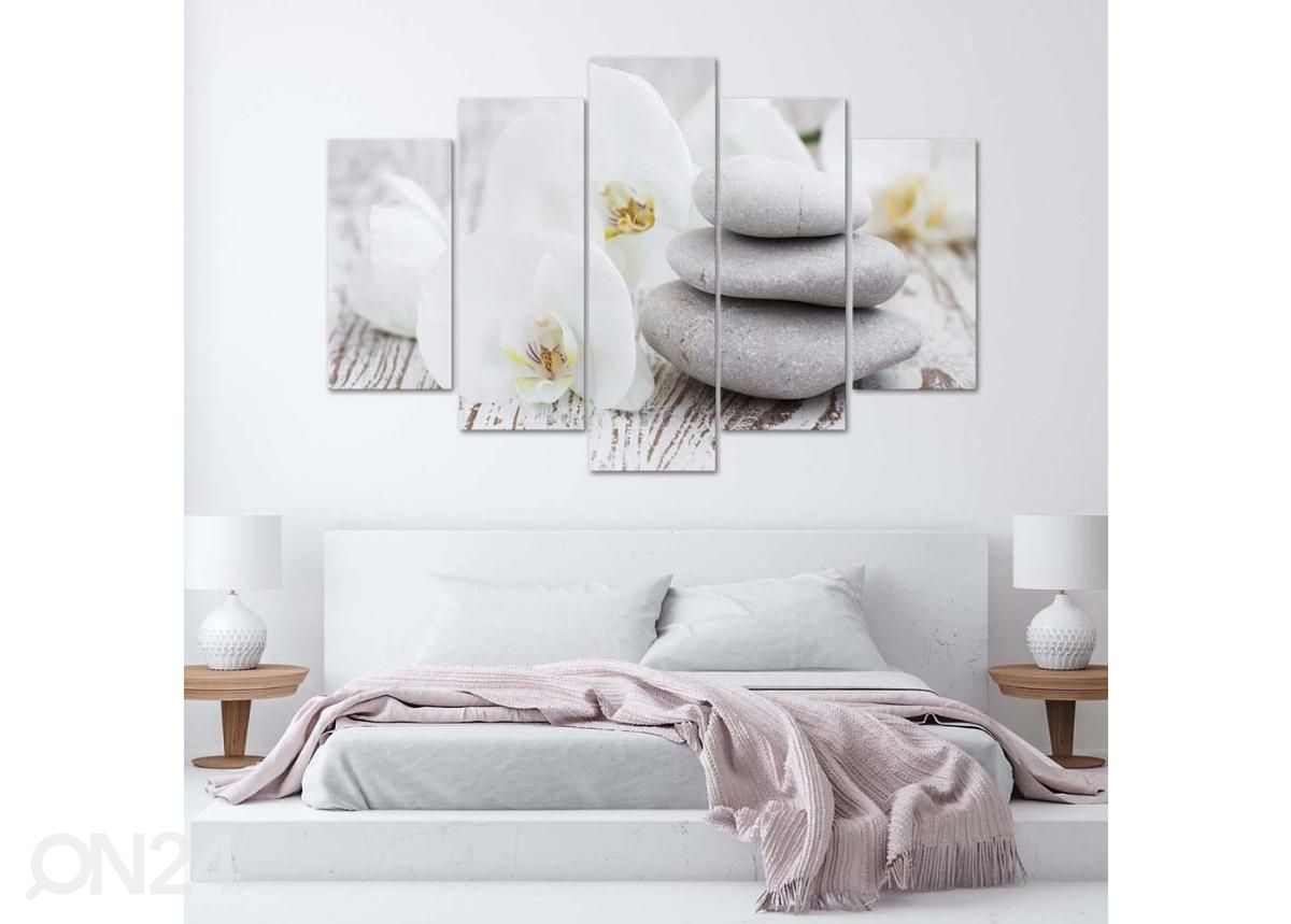 Картина из 5-частей White zen orchid and stones 200x100 см увеличить