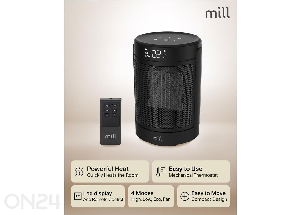 Керамический тепловентилятор Mill FH1500BLACK, 1500 Вт, черный увеличить