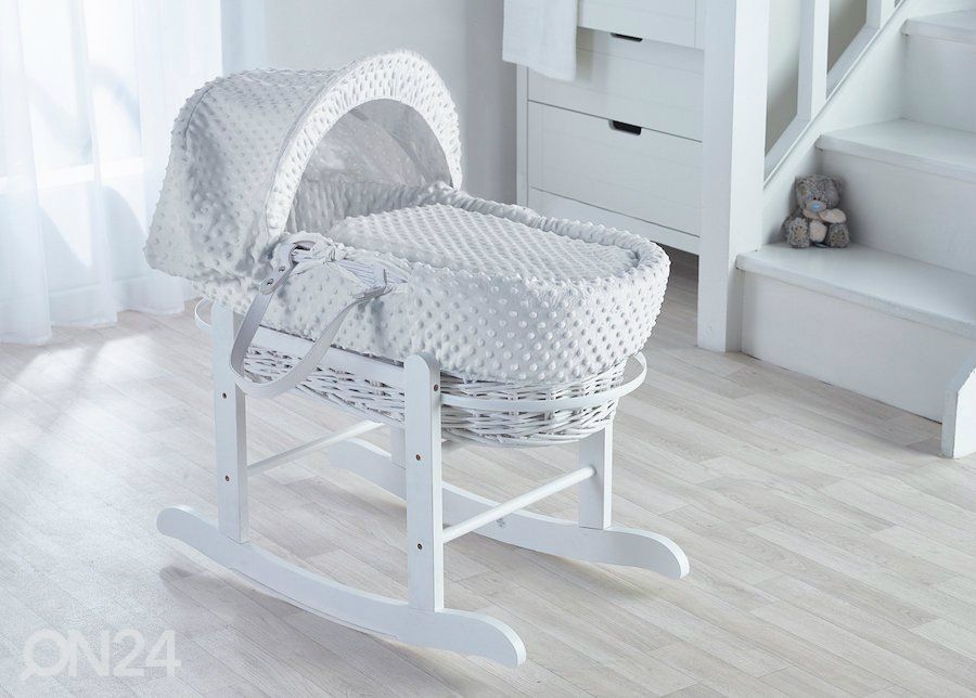Колыбель "Valge minky" на белой плетёной корзине увеличить