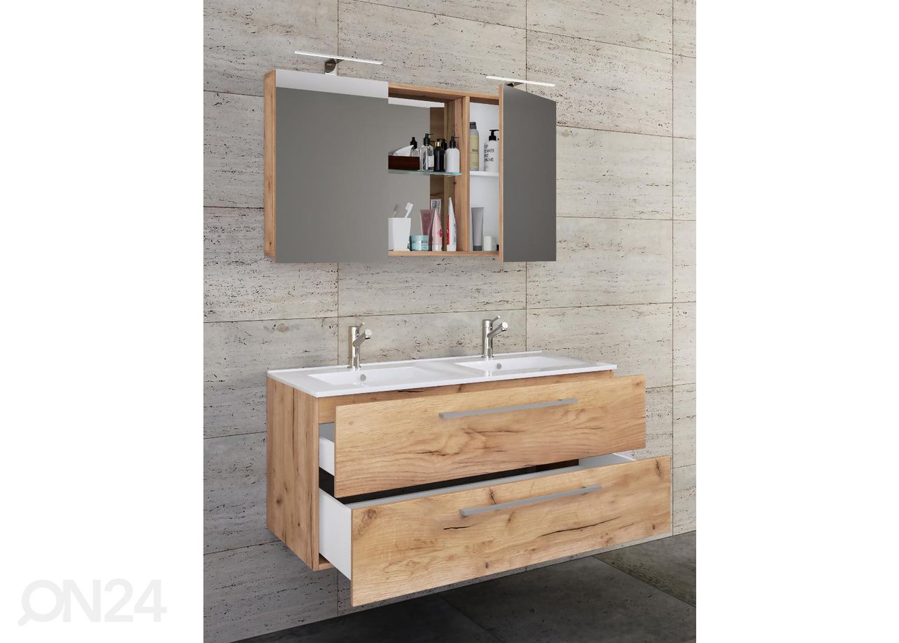 Комплект в ванную Budasi с двойной раковиной + зеркальный шкаф увеличить