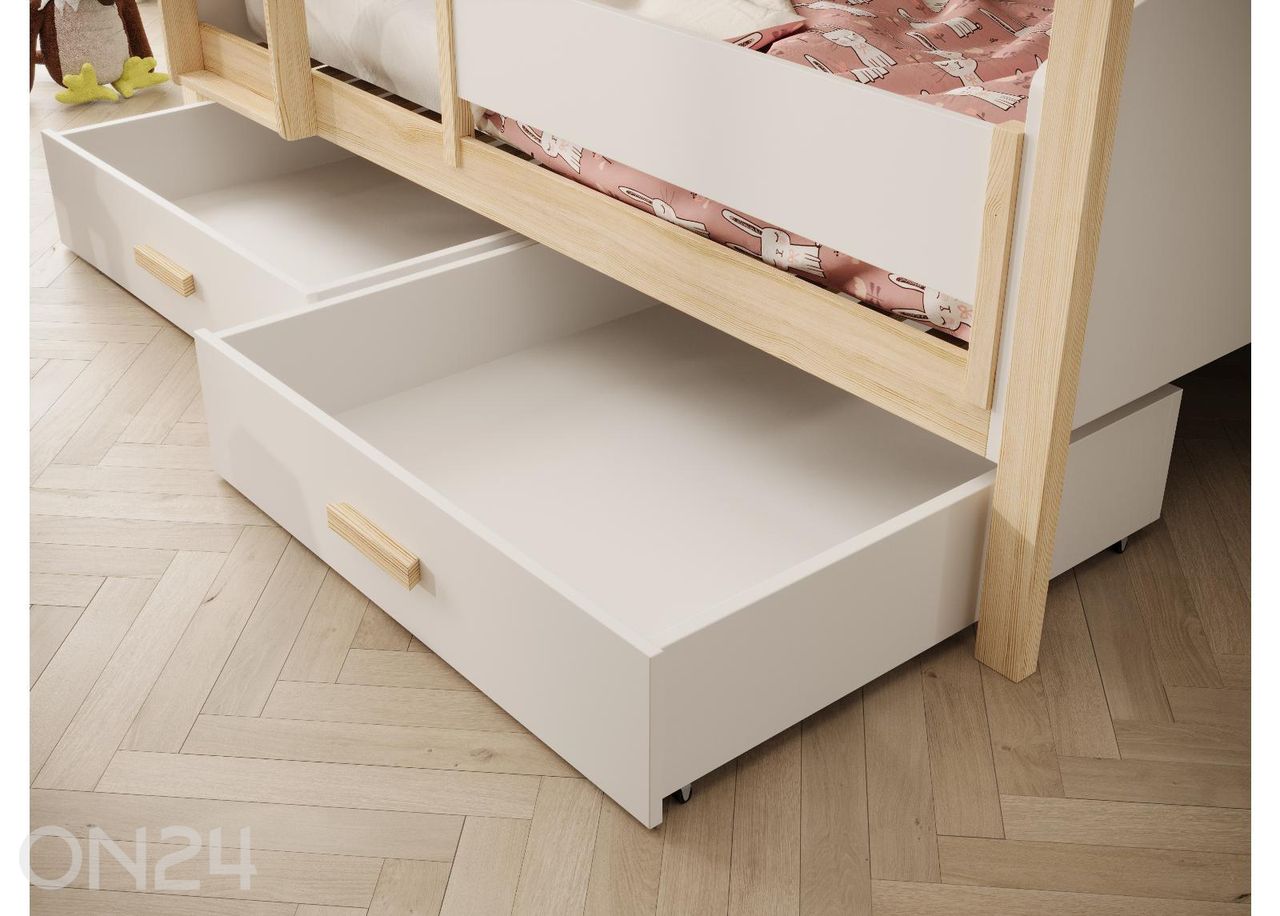 Комплект двухъярусной кровати с матрасами Jori и защитными бортиками 90x200 см увеличить