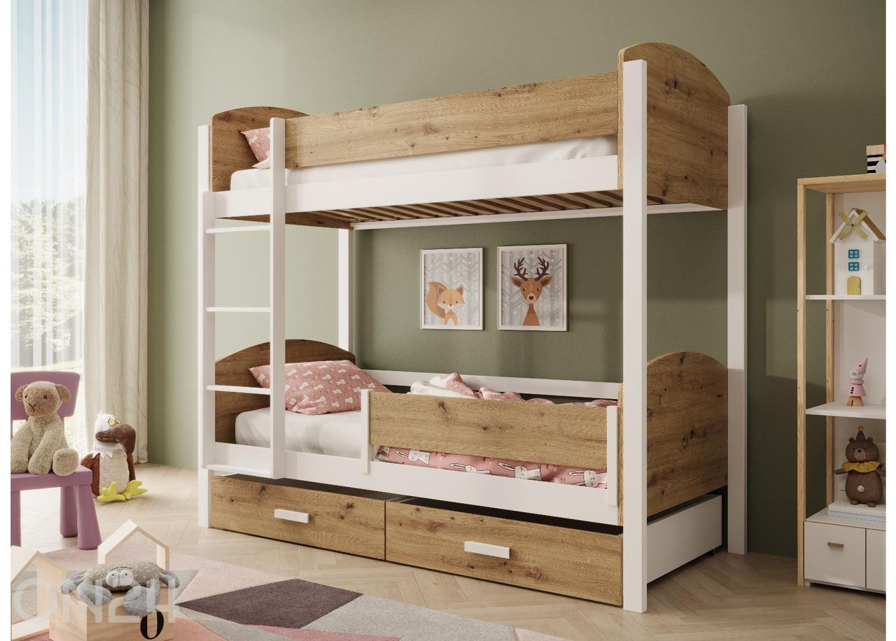 Комплект двухъярусной кровати Jori с бортиками 90x180 см увеличить