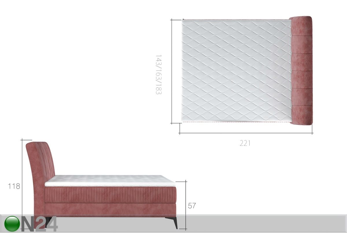 Континентальная кровать с ящиком 140x200 cm увеличить