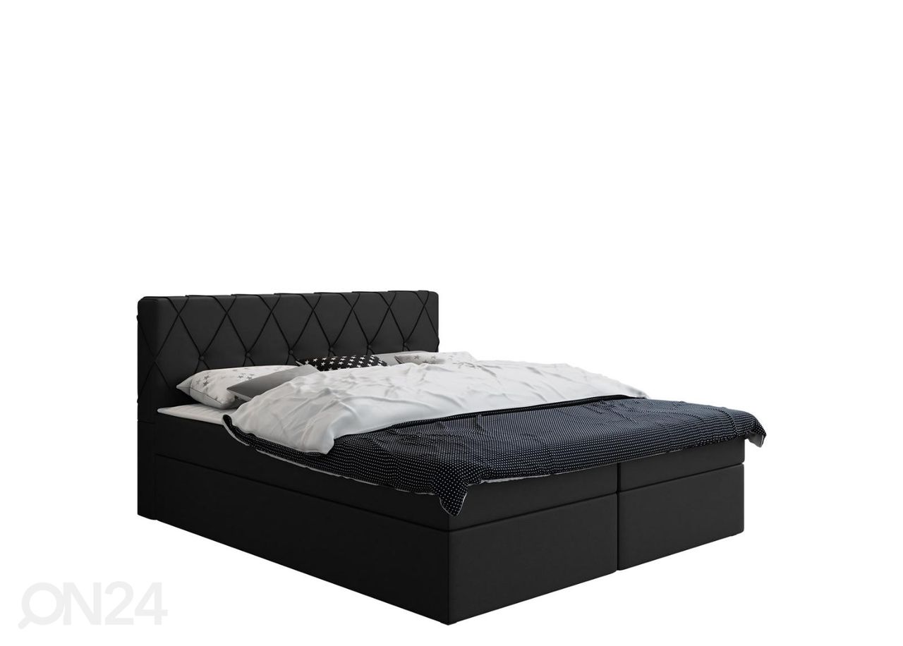Континентальная кровать, чёрный кожзаменитель 180x200 cm увеличить