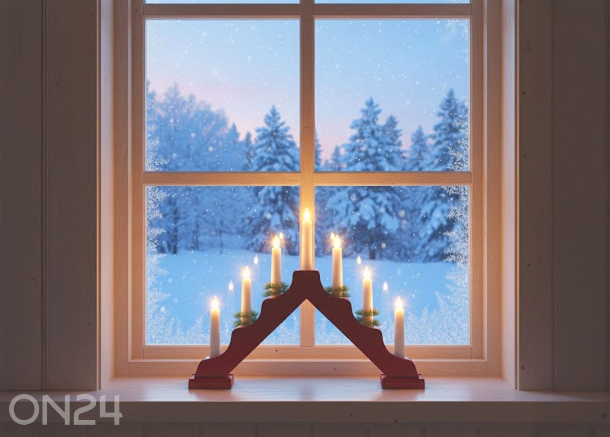 Красный подсвечник с LED лампочками увеличить