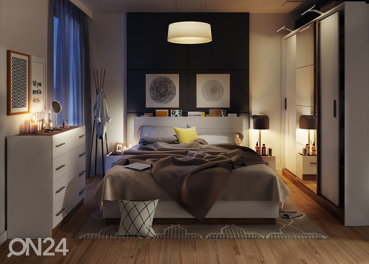 Кровать с ящиком 160x200 см + освещение увеличить