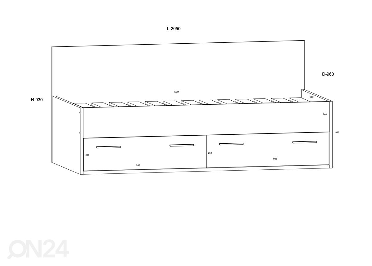 Кровать с ящиком 90x200 cm увеличить