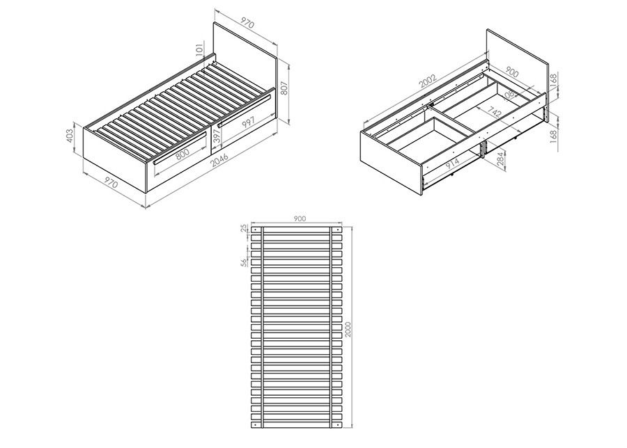 Кровать 90x200 cm увеличить