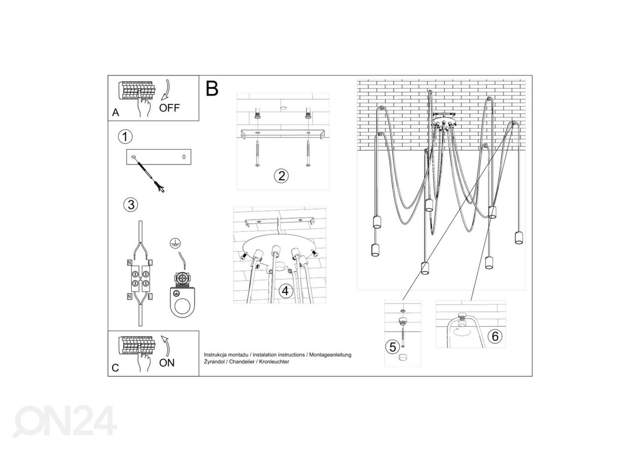 Люстра Edison 7, черная увеличить