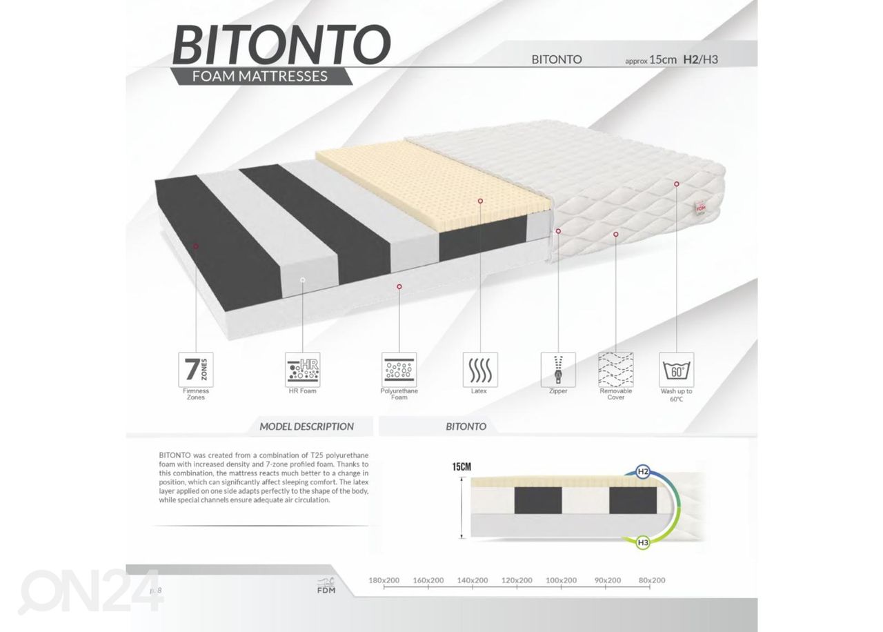 Матрас Bitonto 100x200 cm увеличить