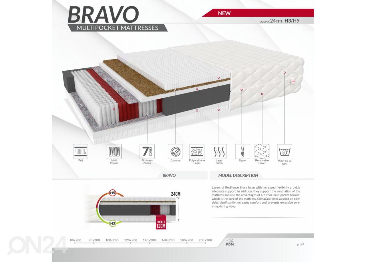 Матрас Bravo 200x200 cm увеличить