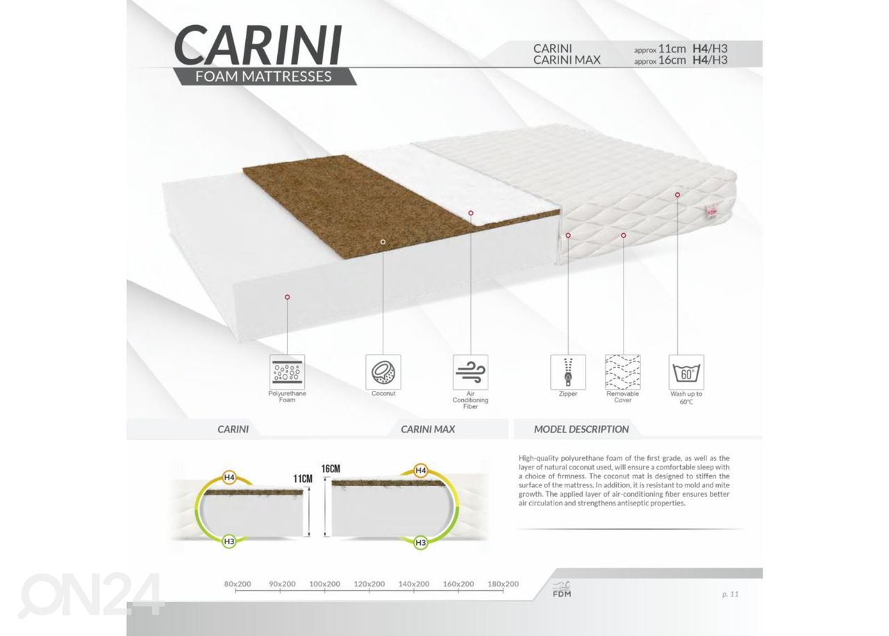 Матрас Carini Max 100x200 cm увеличить