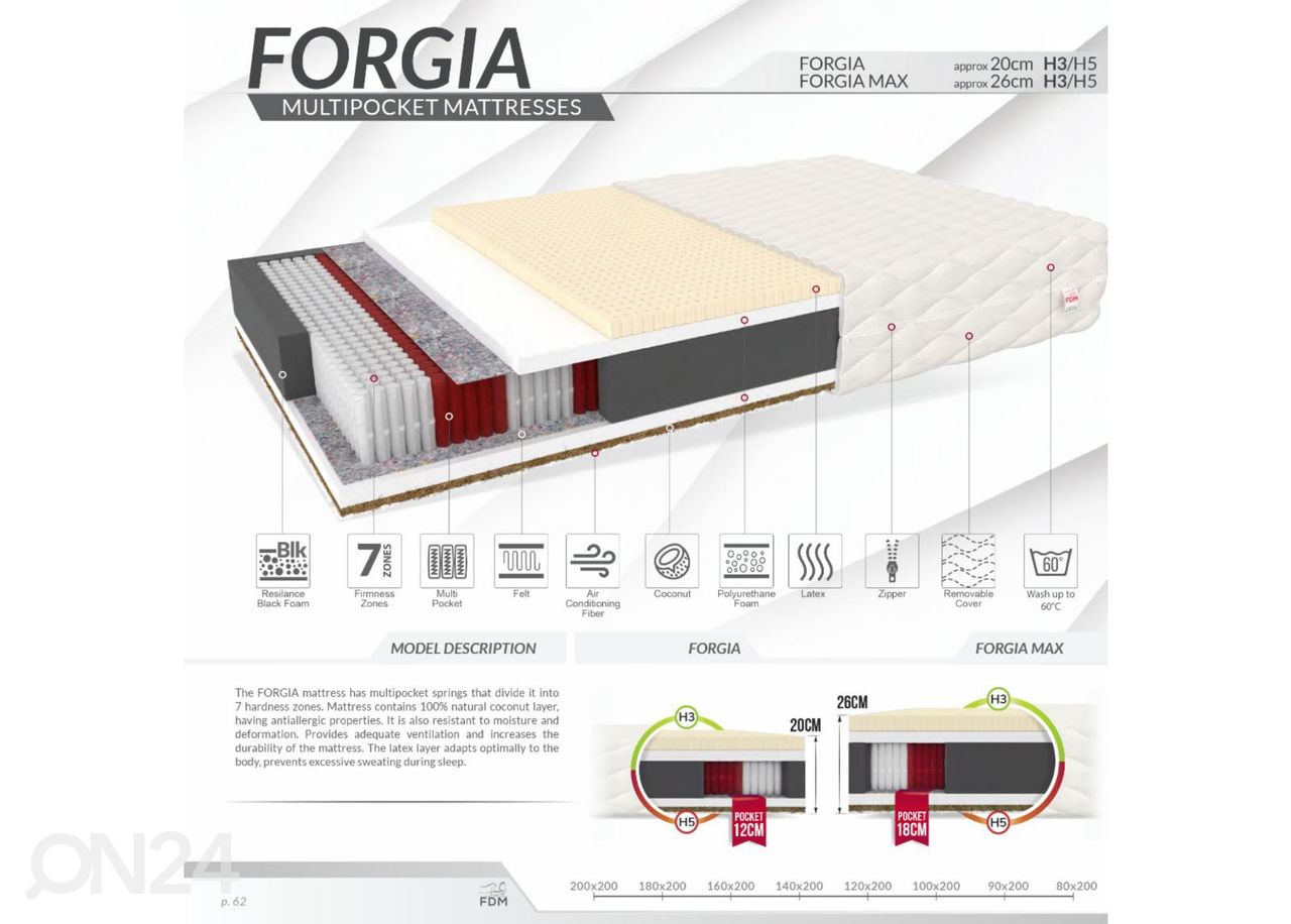 Матрас Forgia Max 100x200 cm увеличить