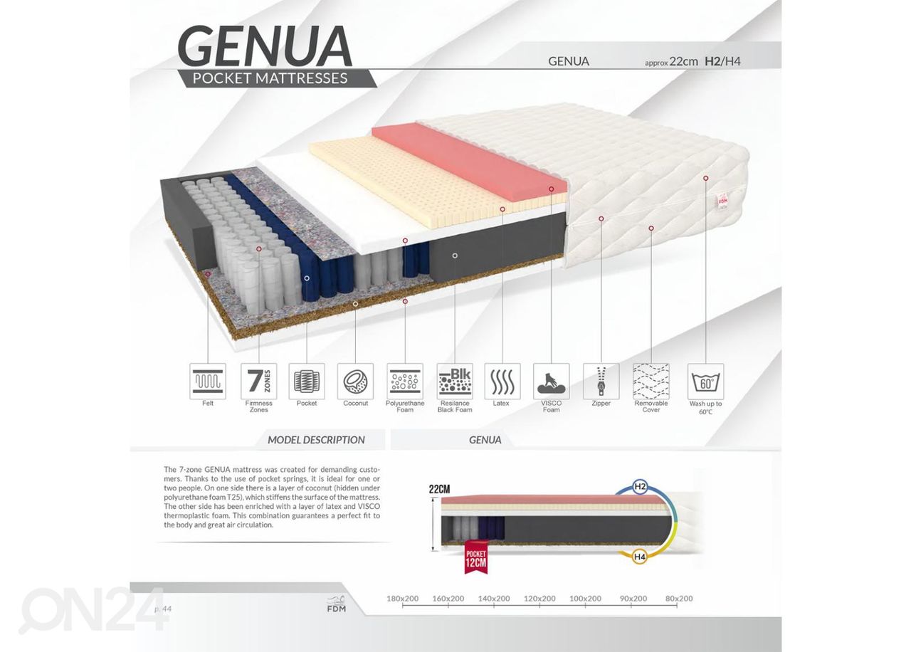 Матрас Genua 100x200 cm увеличить