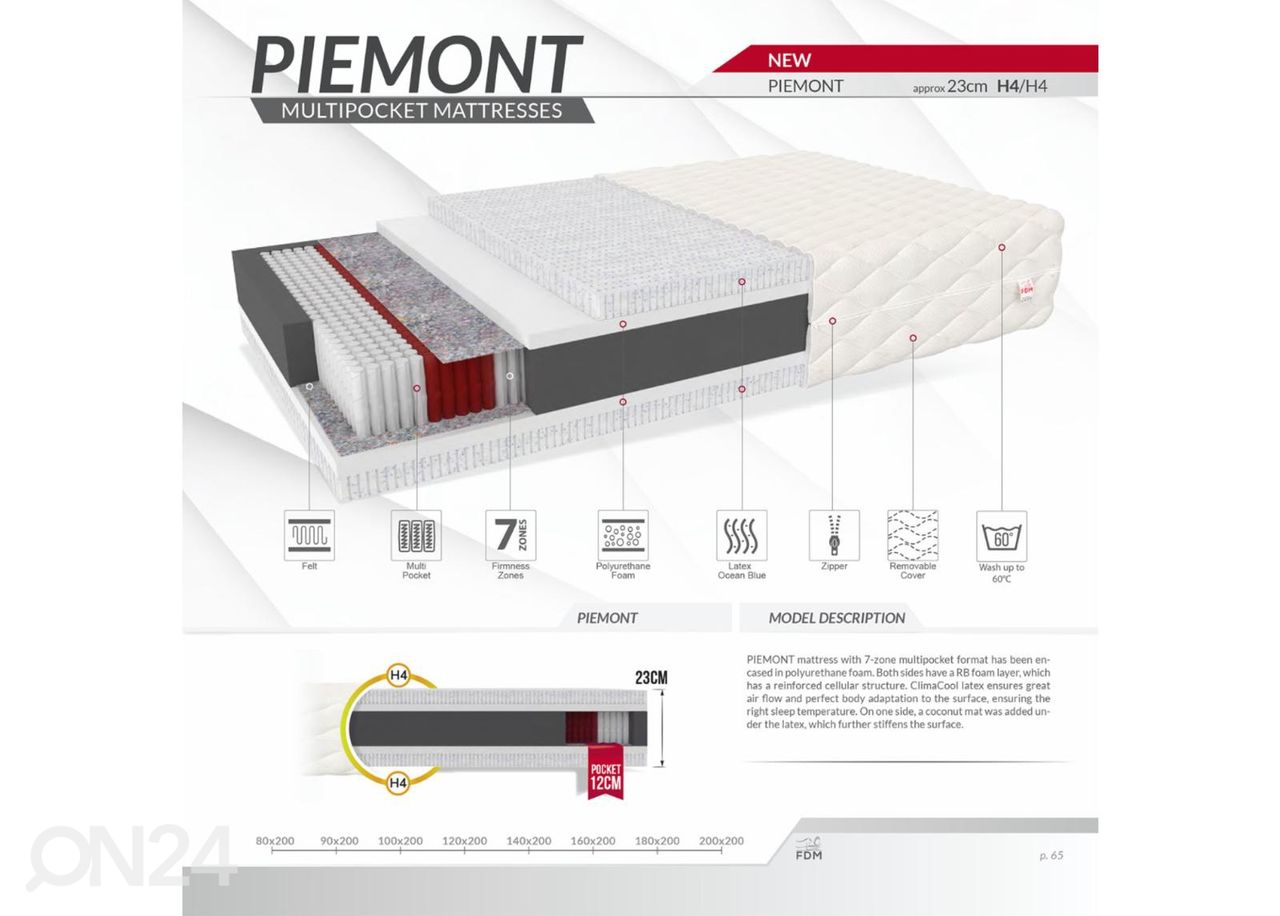 Матрас Piemont 100x200 cm увеличить