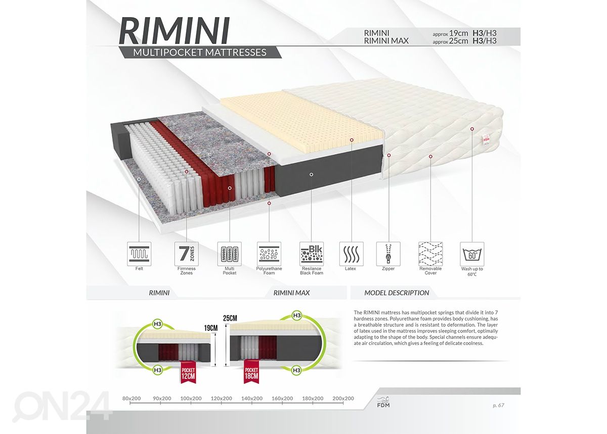 Матрас Rimini Max 140x200 cm увеличить