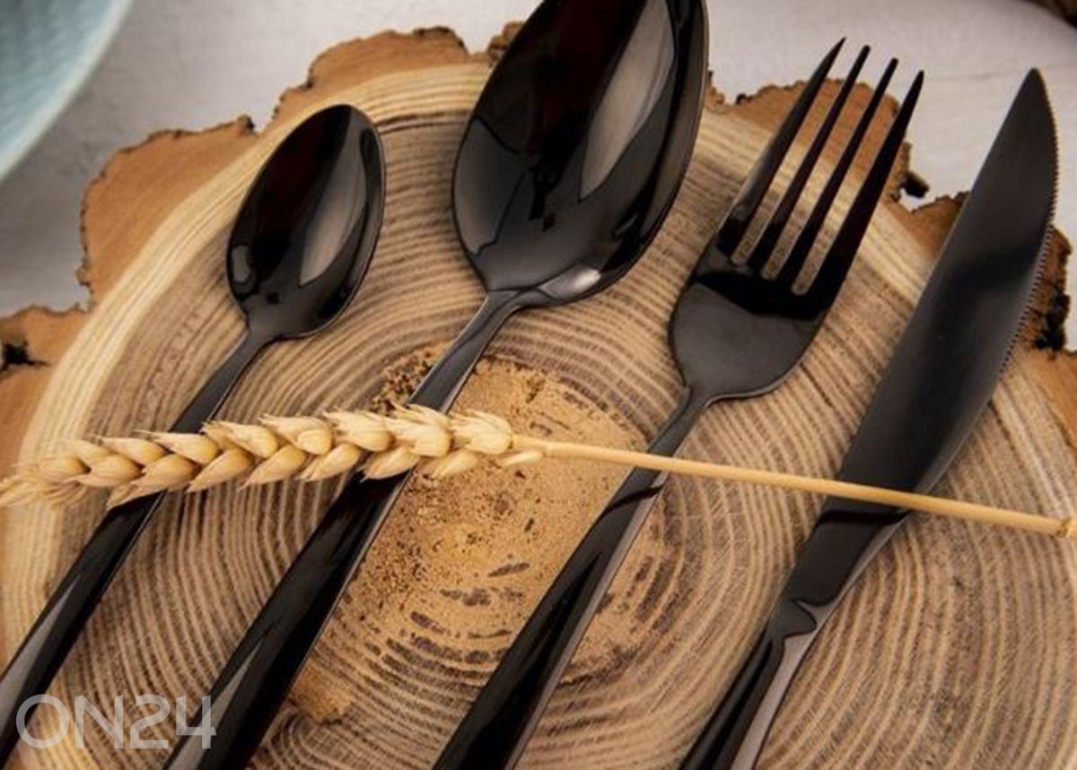 Набор столовых приборов чёрного цвета, 24 предмета увеличить