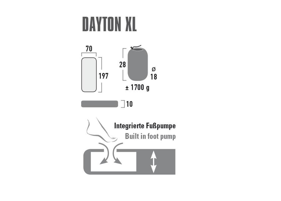 Надувной матрас dayton xl 197x70x10 см темно-серый High Peak увеличить