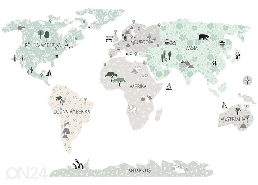 Настенная наклейка Карта мира L на эстонском языке, tropic sand увеличить