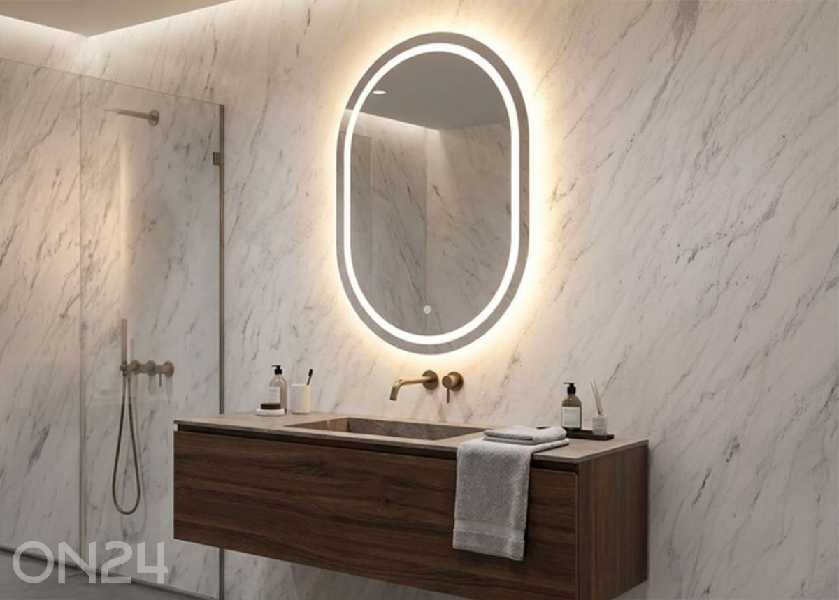 Настенное зеркало LED 60x8 см, серебристое увеличить