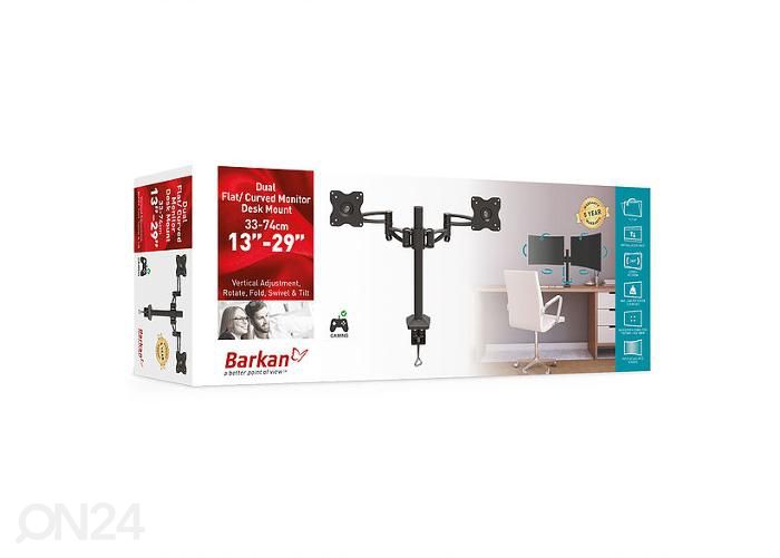 Настольное крепление для двух мониторов Barkan E642.B 13 "-29" увеличить