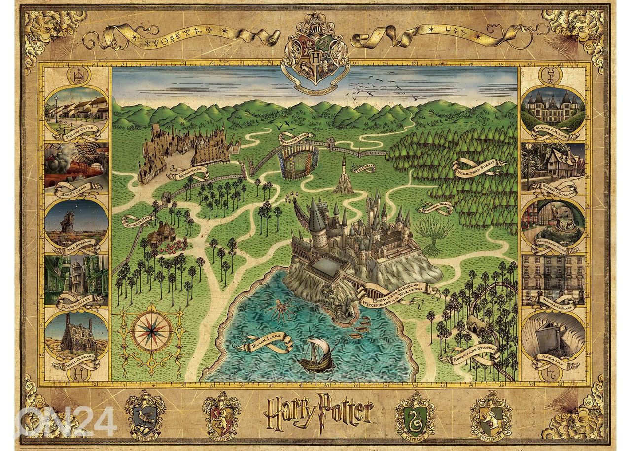 Пазл 1500 шт Карта Хогвартса Гарри Поттера Ravensburger увеличить