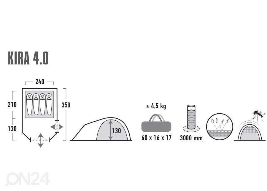 Палатка Kira 4.0 серая High Peak увеличить