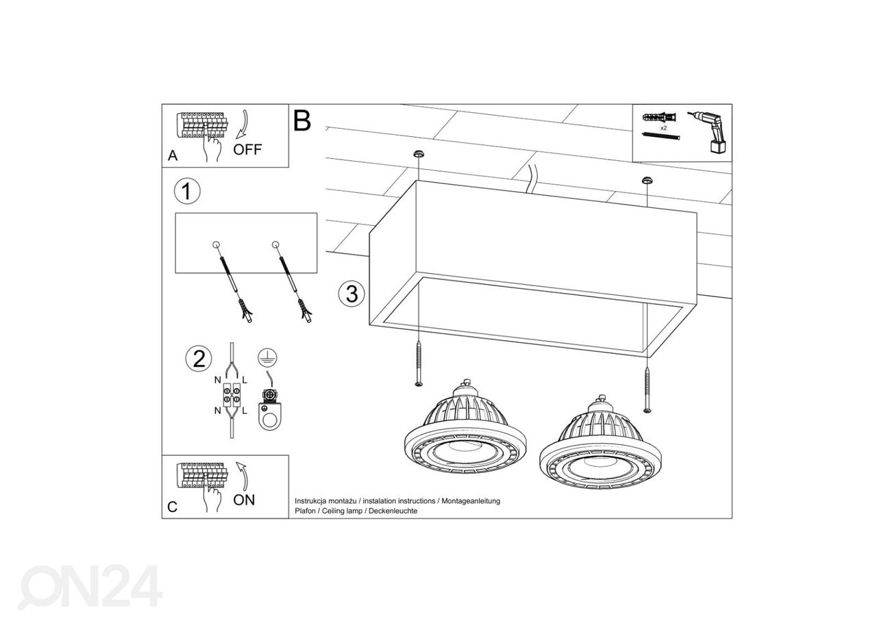 Потолочный светильник Quatro 2, бетон увеличить