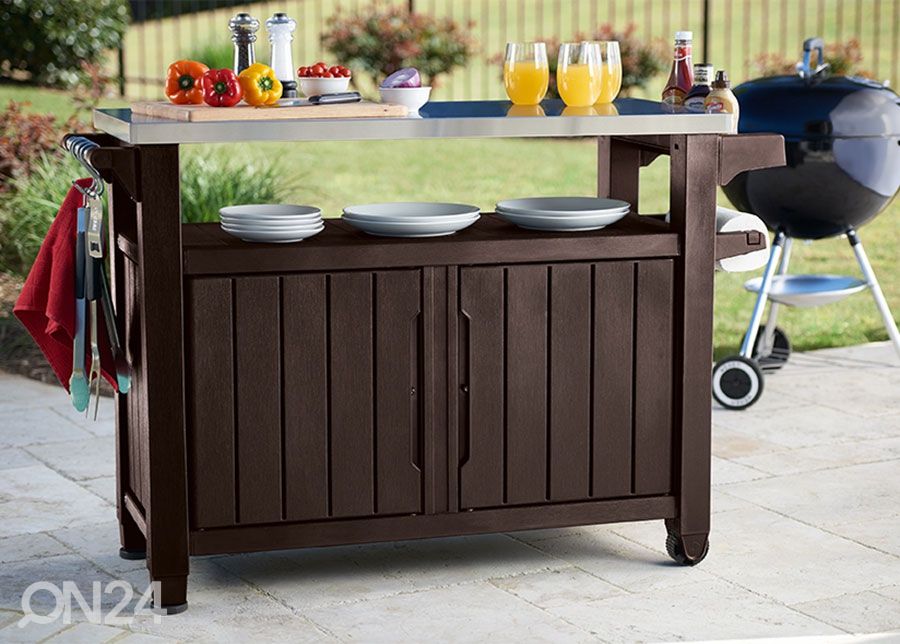 Приставной столик для летней кухни Keter Unity XL 52x134 см, коричневый увеличить