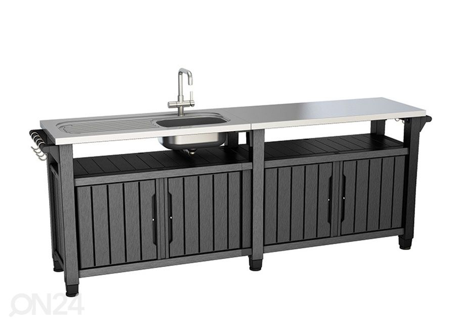 Приставной столик с мойкой для летней кухни Keter Unity Chef 51x237 см, графит увеличить