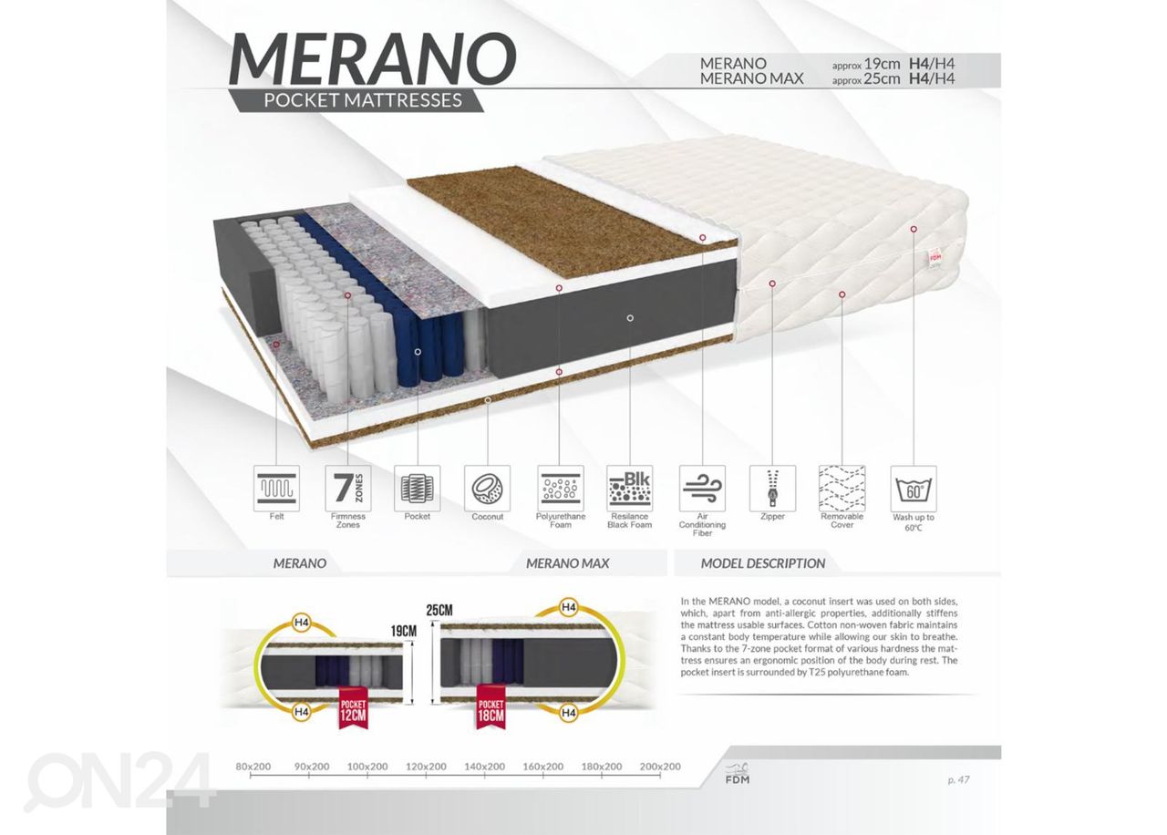 Пружинный матрас Merano Max 120x200 cm увеличить