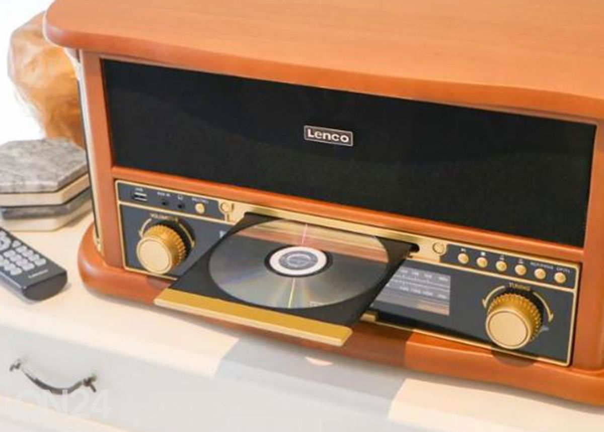 Ретро музыкальный центр с виниловыми пластинками и кассетным проигрывателем Lenco TCD2551WD увеличить