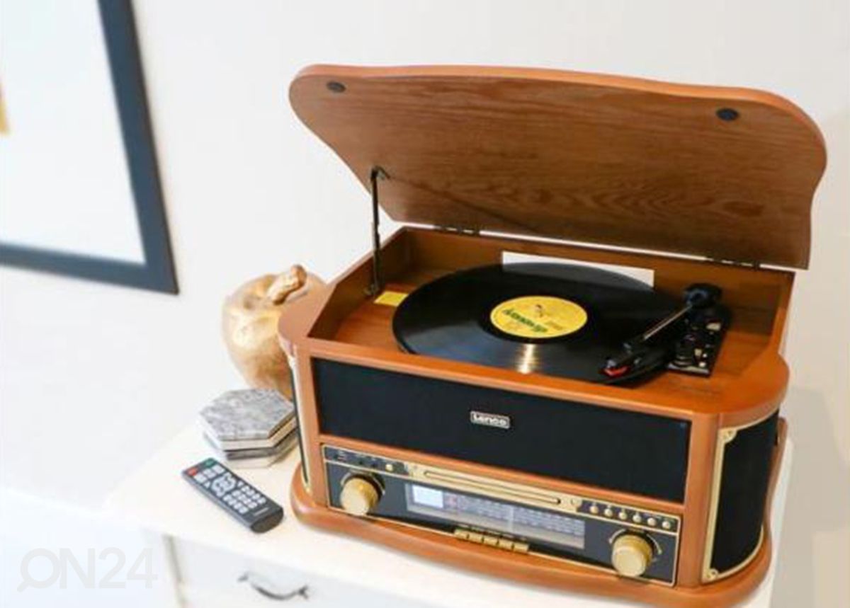 Ретро музыкальный центр с виниловыми пластинками и кассетным проигрывателем Lenco TCD2551WD увеличить