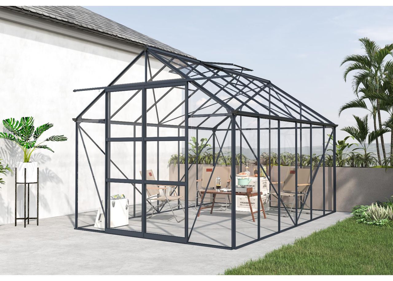Стеклянная теплица Elegant 8,94 м², серая увеличить