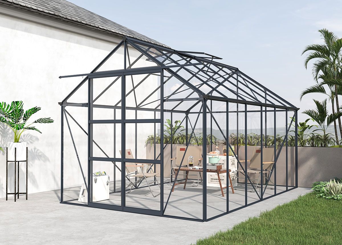 Стеклянная теплица Elegant 8,94 м², серая увеличить